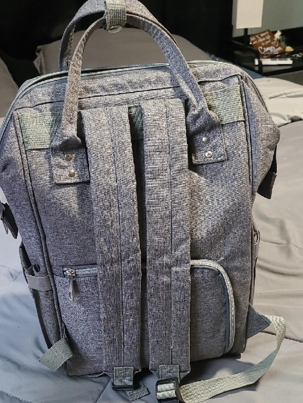 Gray Backpack Diaper Bag